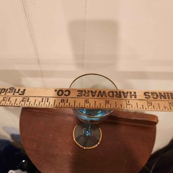 Vintage Romanian Teal/Aqua Blue Crystal Wine Glass. - Picture 4 of 8